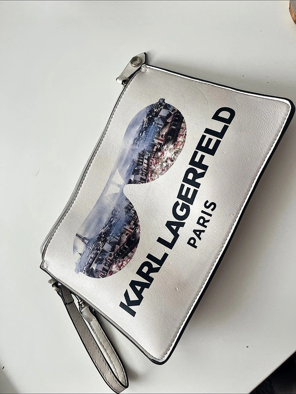 Karl Lagerfeld Paris Wristlet Clutch in White & Black